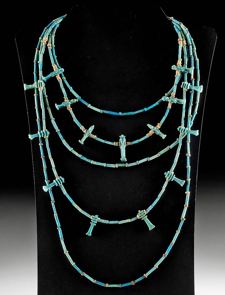 Appraisal: Egyptian Faience Bead Necklace w Amulets Egypt New Kingdom to