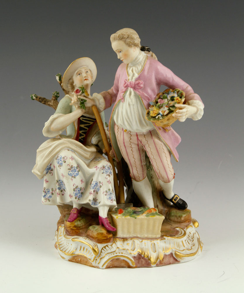 Appraisal: - Meissen Lady and Gentleman Meissen figurine of lady and