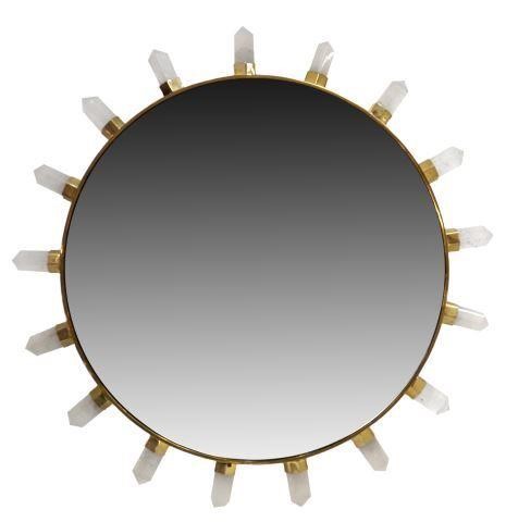 Appraisal: Gilt metal and rock crystal sunburst wall mirror st c