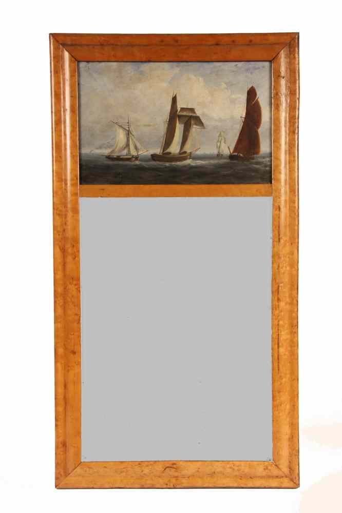 Appraisal: TRUMEAU MIRROR - th c Birdseye Maple Framed Trumeau Mirror