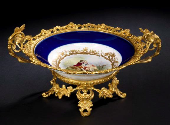 Appraisal: Sevres Porcelain Bowl Now Mounted as a Centerpiece mounted in