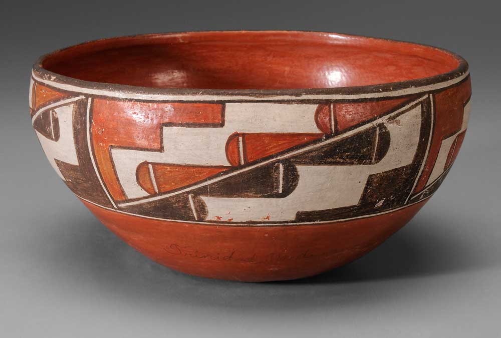 Appraisal: Zia Earthenware Bowl Southwestern United States mid th century polychrome