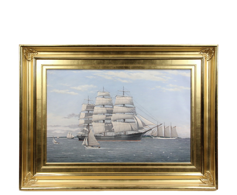 Appraisal: CHARLES F KENNEY Contemporary MA - Clipper Ship Surrounded by