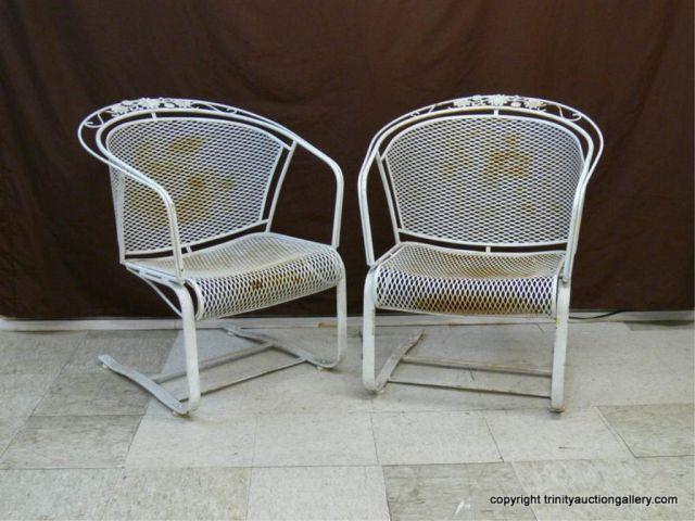 Appraisal: Pair Outdoor Rocking Chairs Iron Expanded Metal - In good