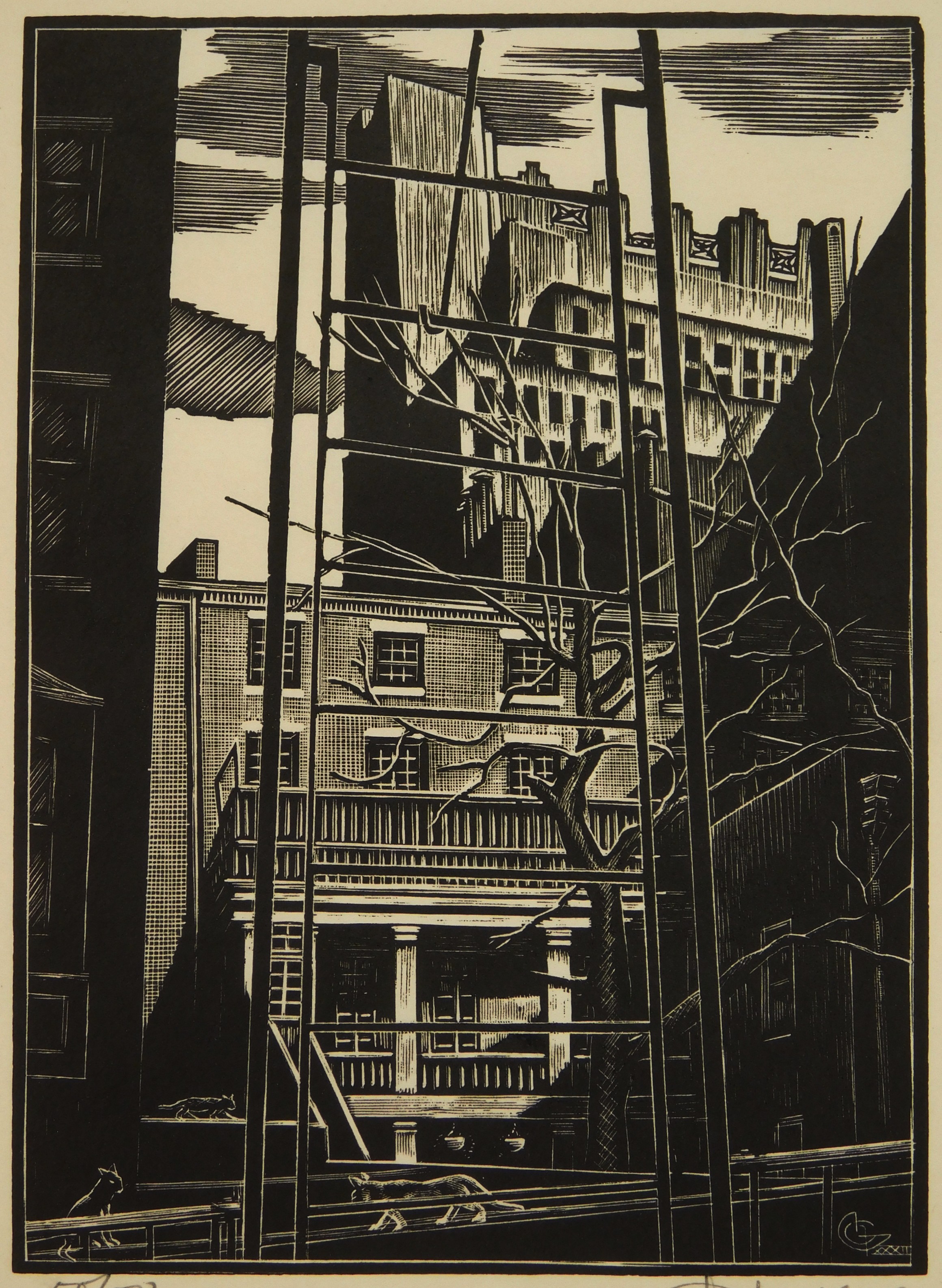 Appraisal: Hendrik Glintenkamp - Manhattan Construction- woodcut signed and numbered in