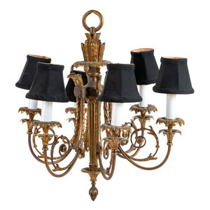 Appraisal: A Neoclassical Style Gilt Metal Six-Light Chandelier th Century Height