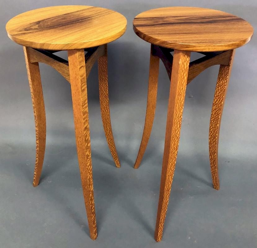 Appraisal: Barry Fassler Two Round Exotic Wood Dana Tables Barry Fassler