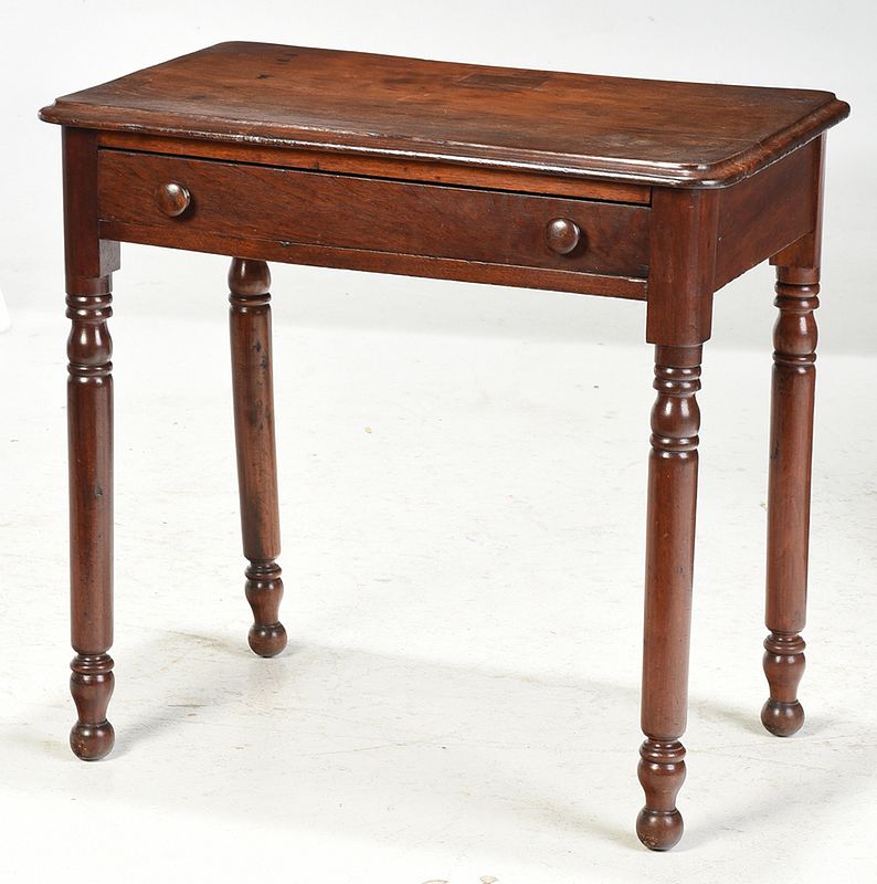 Appraisal: Victorian Walnut One Drawer Table American th century single dovetailed