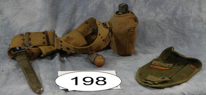 Appraisal: U S web belt with bullet pouches canteen and bayonet