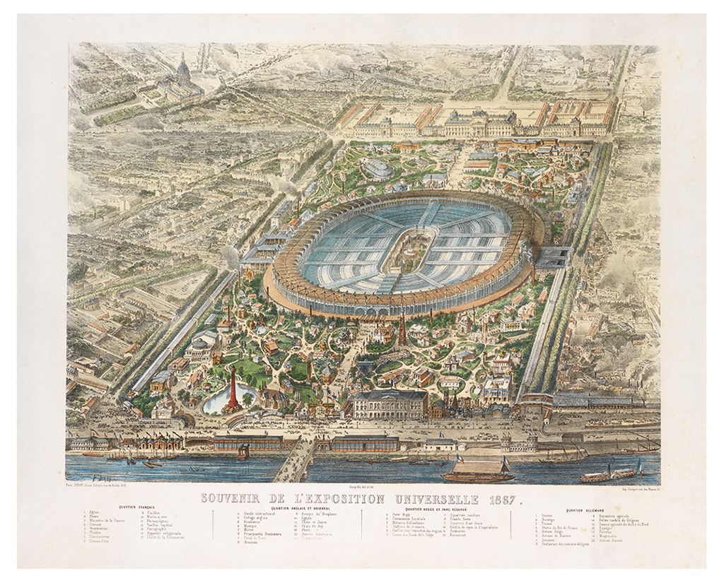 Appraisal: PARIS Deroy Isidore Laurent Souvenir de L'Exposition Universelle Large hand-colored