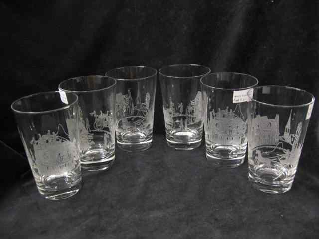 Appraisal: Heisey Glass ''Tally Ho'' Etched Tumblers '' scarce excellent