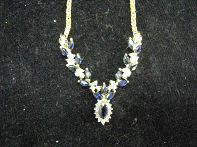 Appraisal: Sapphire Diamond Necklace carats of deep blue sapphire and carats