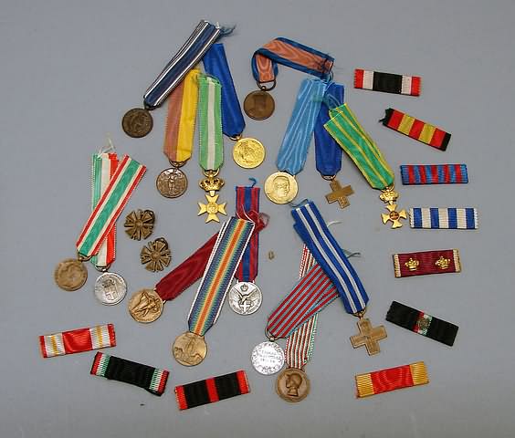 Appraisal: Grouping of miniature Italian medals Sold with portions of ribbon