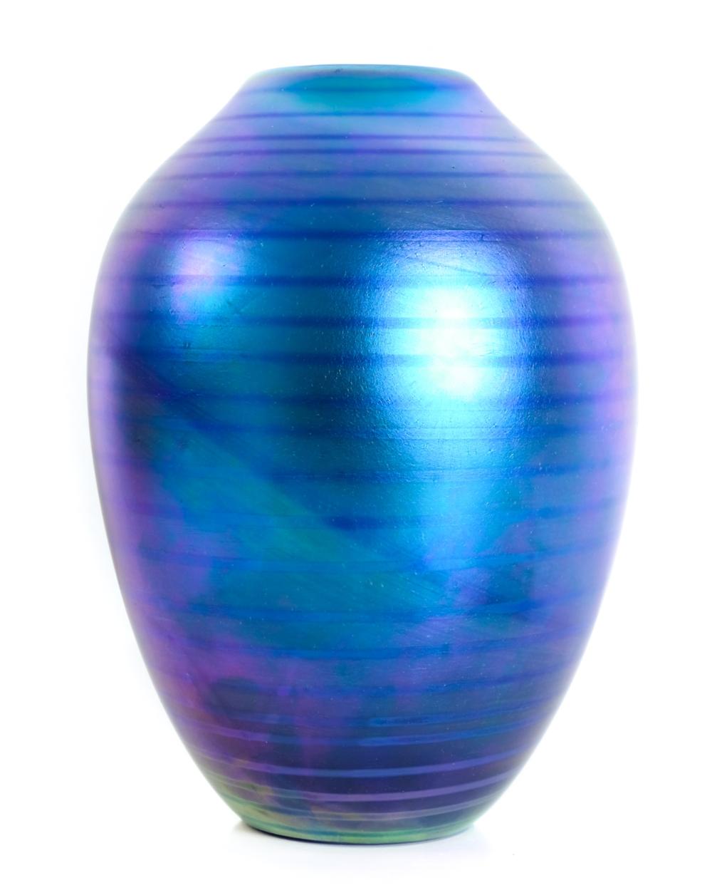 Appraisal: ROD SOUNIK IRIDESCENT STUDIO GLASS VASE Rod Sounik Glass Axis