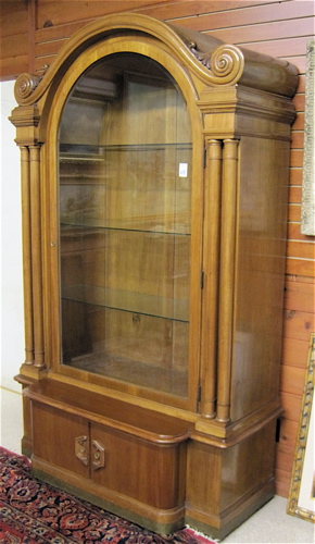 Appraisal: BIEDERMEIER STYLE MAHOGANY DISPLAY CABINET German c having a molded