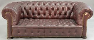 Appraisal: Leather Chesterfield style loveseat with tufted seat and back wd