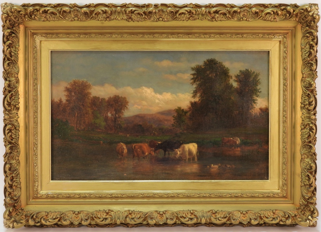 Appraisal: SAMUEL LANCASTER GERRY COW LANDSCAPE PAINTING Massachusetts - Impressionist depiction