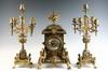 Appraisal: CLOCK SET - Gilt cast brass clock set consisting of