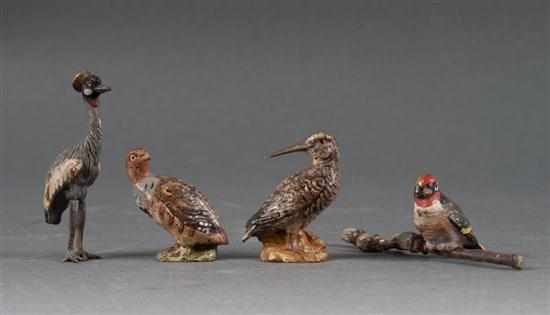 Appraisal: Four Austrian cold painted bronze bird figures early th century