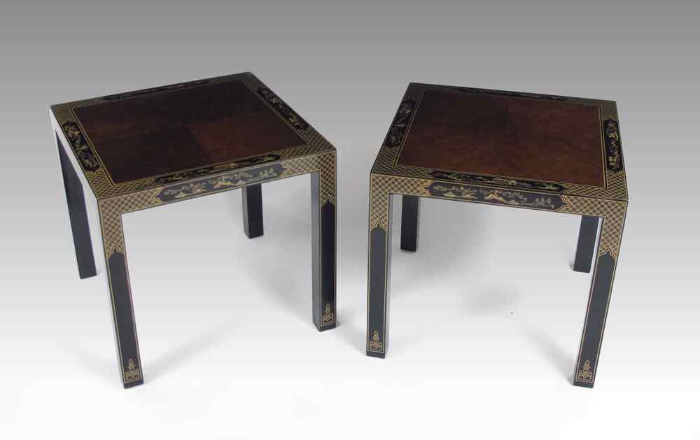 Appraisal: PAIR DREXEL CHINOISERIE SIDE TABLES '' h x '' square