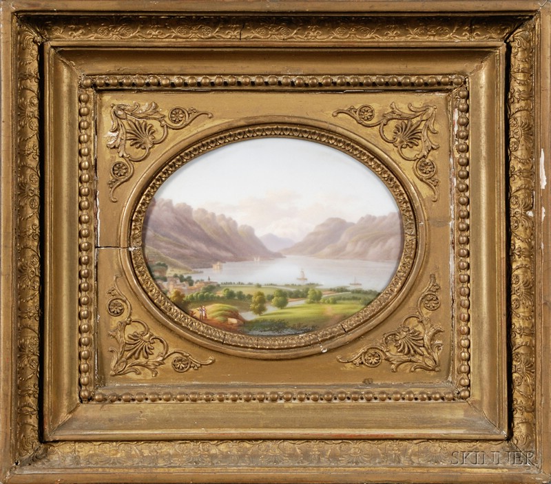 Appraisal: Framed French Painted Porcelain Plaque first half th century oval