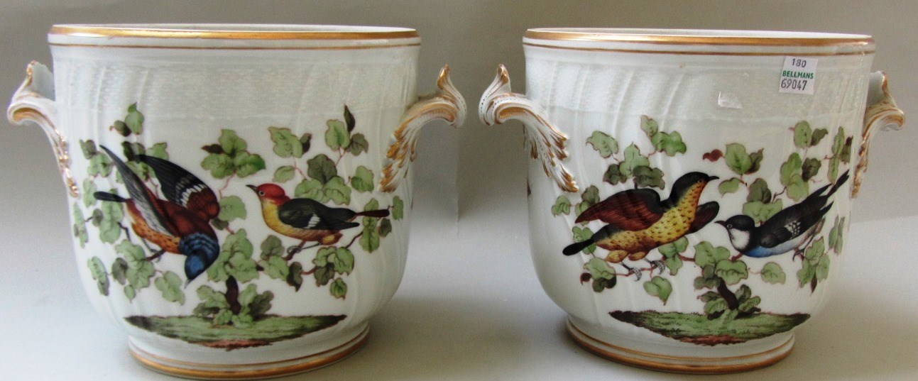 Appraisal: A pair of Berlin porcelain cache pots early th century