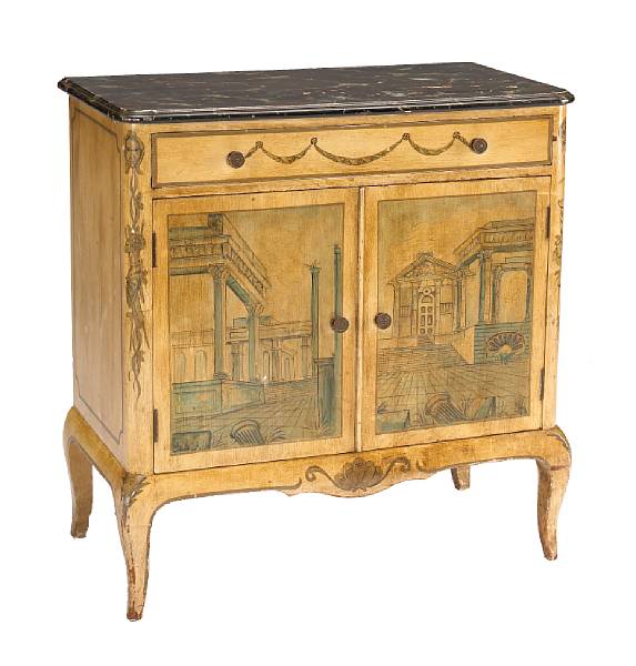 Appraisal: Italian Rococo style paint decorated small commode height in width