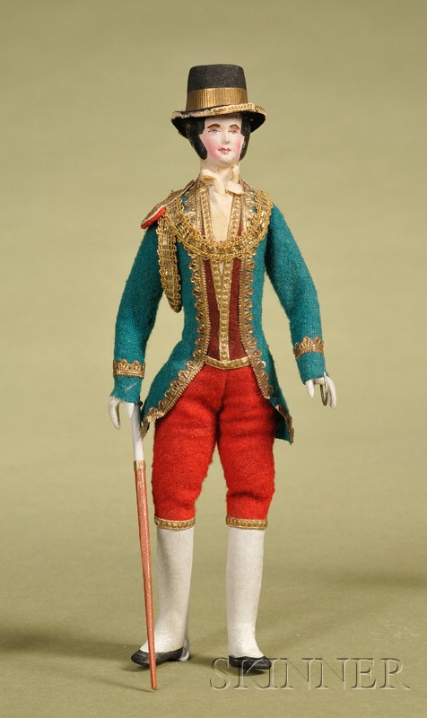 Appraisal: German Papier-mache Gentleman th century figure with finely brush-stroked brows