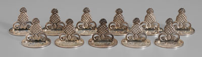 Appraisal: Set of Tiffany sterling place card holders pineapple and scroll