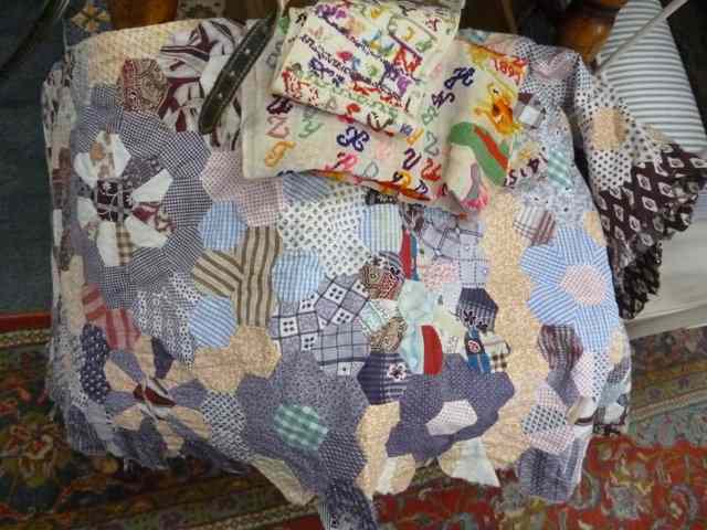 Appraisal: AN OLD PATCHWORK COVER three samplers a quantity of old