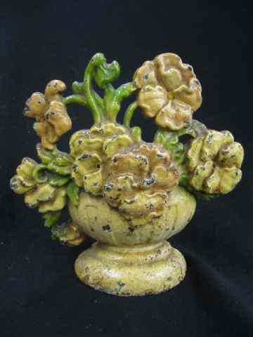 Appraisal: Cast Iron Figural Doorstop basket of flowers ''