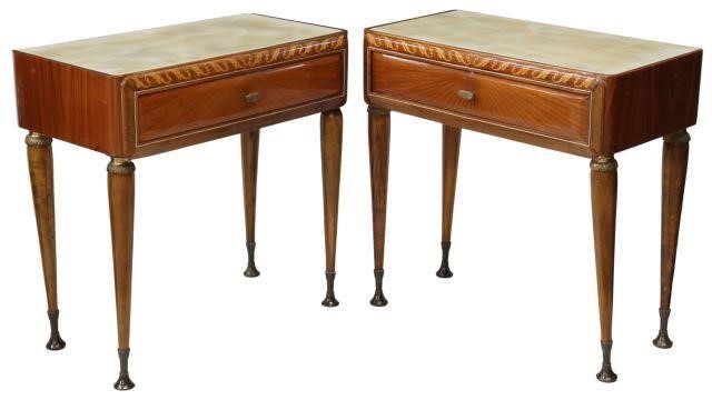 Appraisal: pair Italian mid-century modern bedside cabinets c s each having