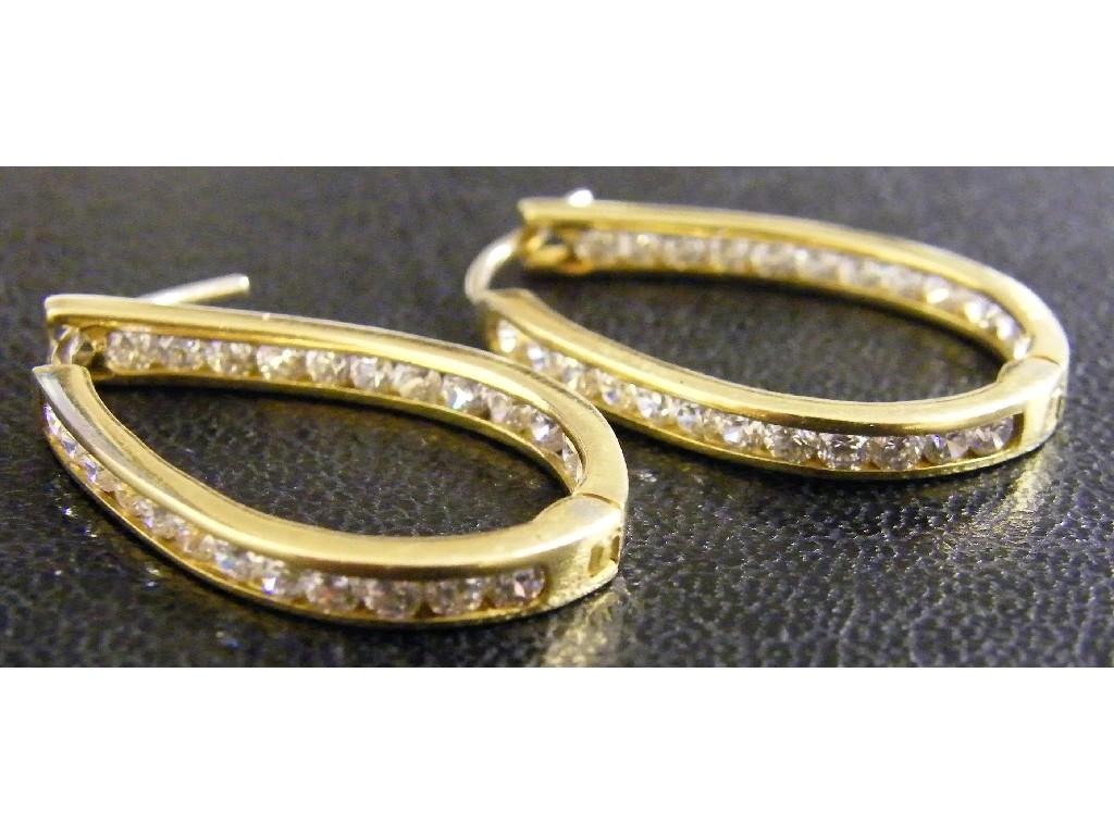 Appraisal: Pair of k stone set hoop earrings grams