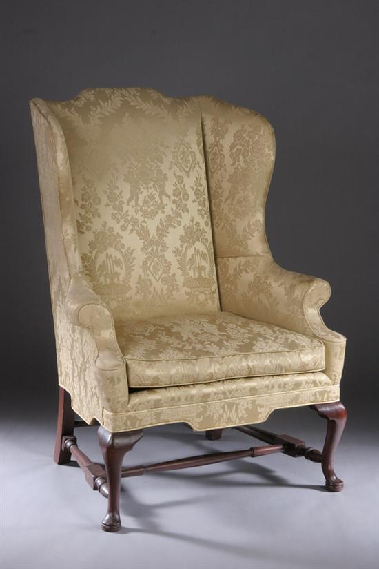 Appraisal: AMERICAN QUEEN ANNE-STYLE MAHOGANY EASY CHAIR Late th century in