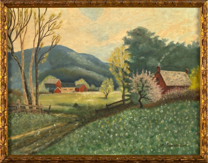 Appraisal: American School Mid- th Century Farm Landscape oil on canvas