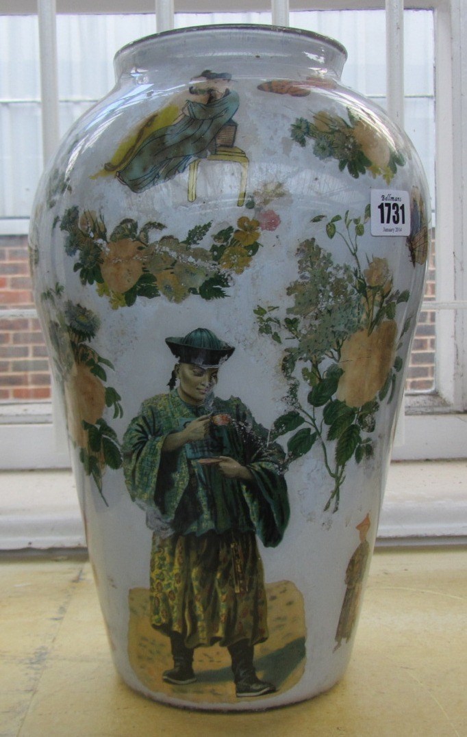 Appraisal: A glass baluster shape vase internally decorated with Eastern figures