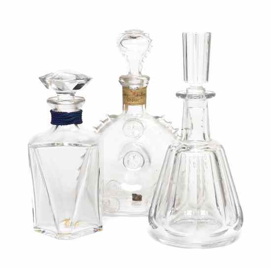 Appraisal: Three Baccarat Glass Decanters one of tapering octagonal form a