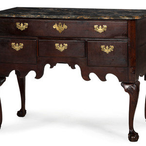 Appraisal: An Oversized Queen Anne Stained Shell-Carved Cherrywood Faux-Marble Top Dressing