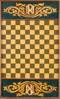 Appraisal: FINE PAINTED GAME BOARD The twelve by twelve checkerboard has