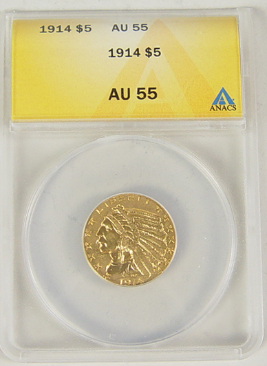 Appraisal: Indian Gold Coin ANACS certified and graded AU- Nice coin