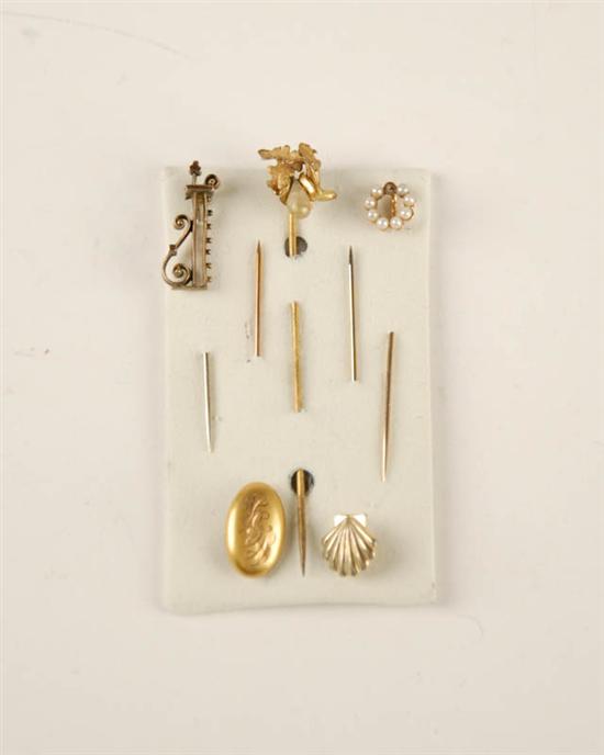 Appraisal: A Lot of Five Jewelry Stickpins one K marked with