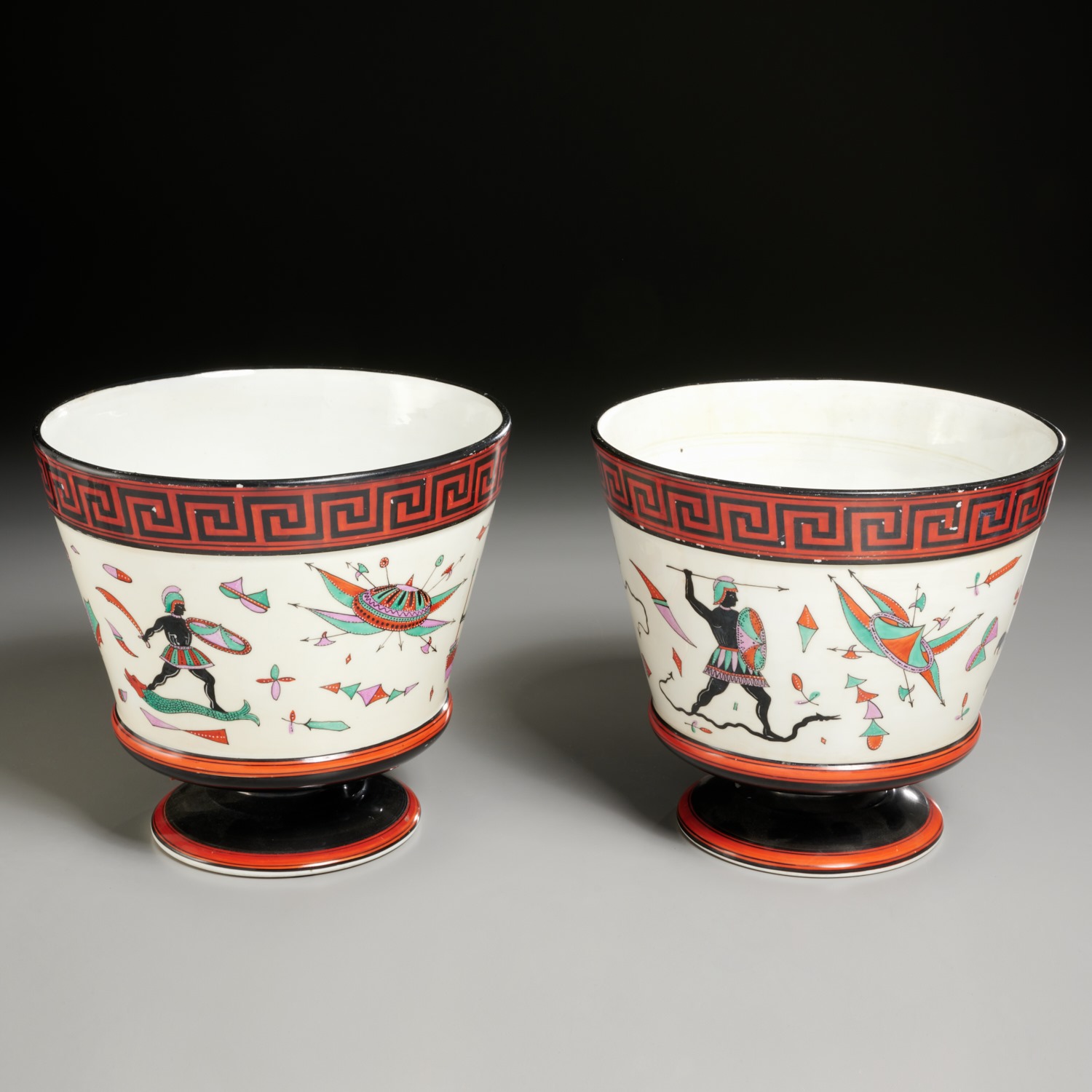 Appraisal: FISCHER MIEG PAIR ETRUSCAN REVIVAL CACHEPOTS Third quarter th c