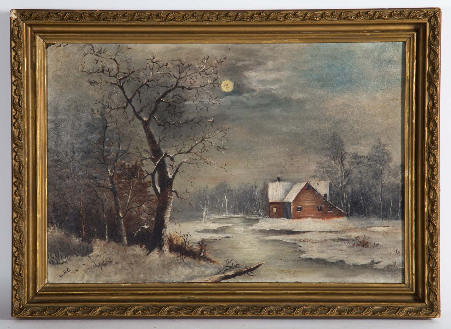 Appraisal: Framed oil on board of a winter scene Undernumber