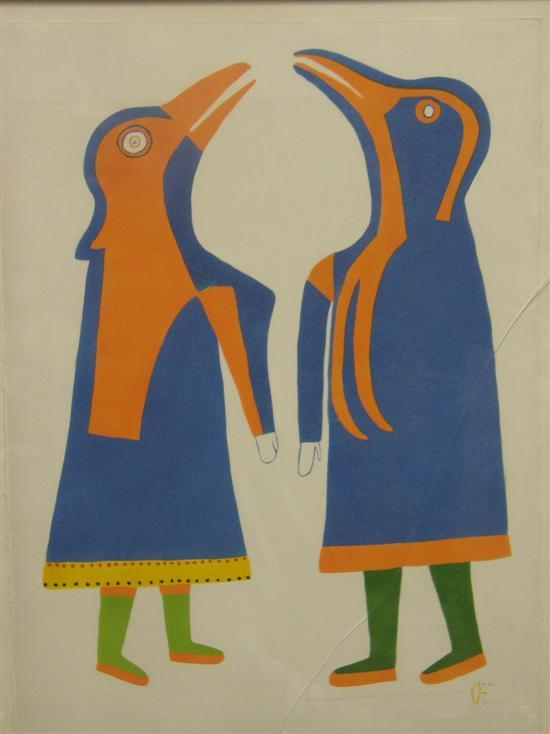 Appraisal: Donark H Amit Naag Inuit School 'Anaakok conjuring birds' signed