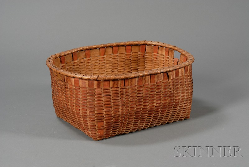 Appraisal: Painted Woven Splint Basket possibly northeastern Indian tribe late th