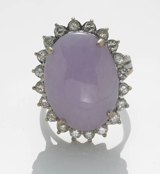 Appraisal: A lavender jade diamond and k white gold ring size