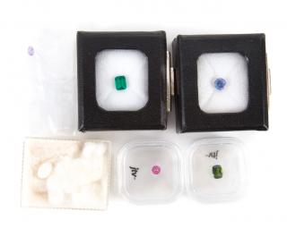 Appraisal: Round mm Tanzanite Emerald cut Syn Emerald Cushion Green Tourmaline