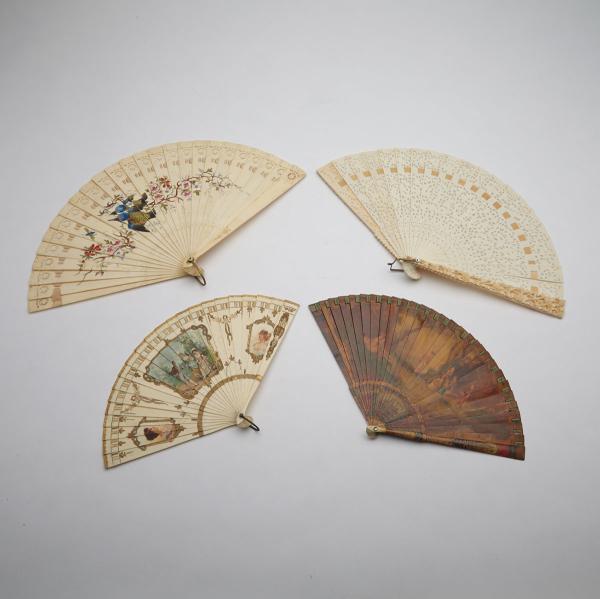 Appraisal: Group of Four Bone Fans late th early th centuries