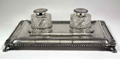 Appraisal: An Edward VII silver rectangular two division inkstand with gadroon