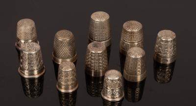 Appraisal: Ten silver thimbles Charles Horner Chester approximately g